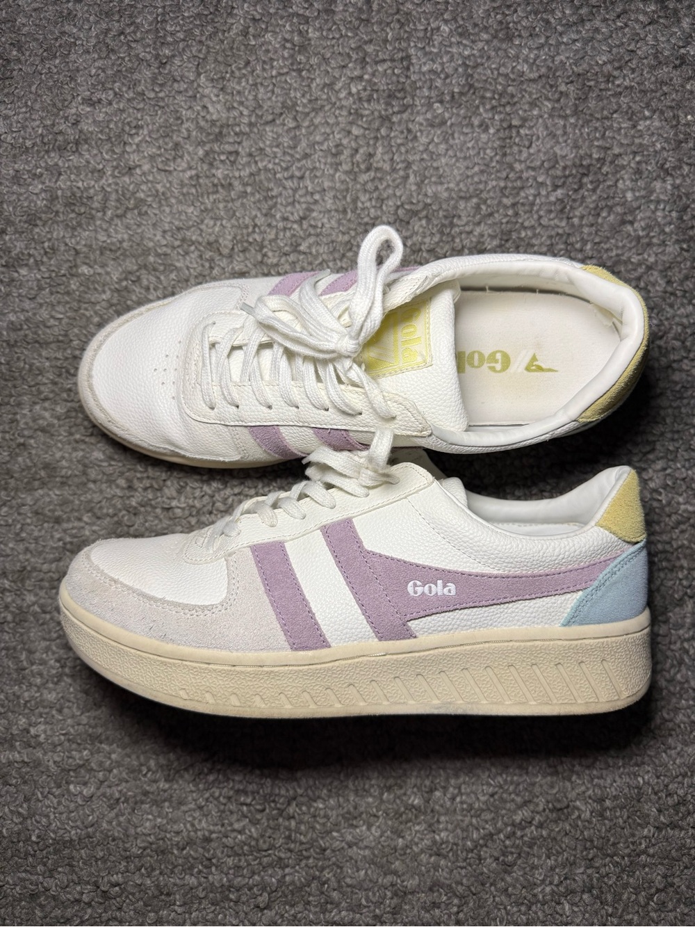 Gola Women's White Sneakers with Lilac and Pastel Blue Accents